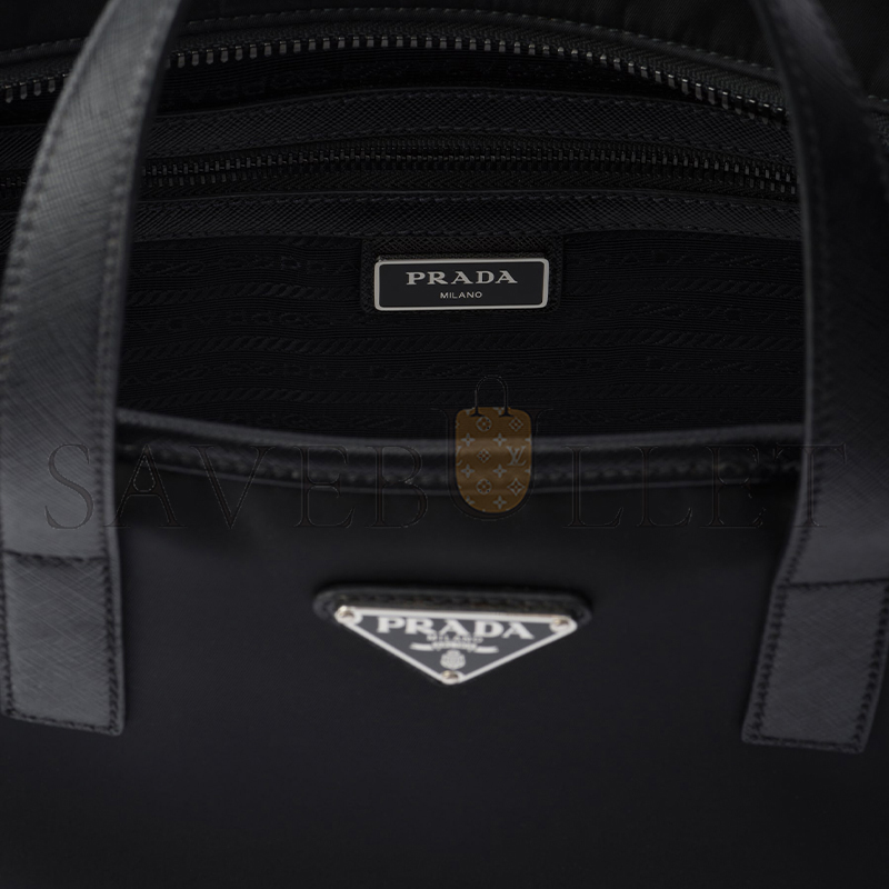 Pra*a re-nylon and saffiano leather tote bag 2vg064 (36*34*10cm)